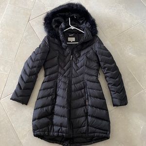 Laundry by Shelli Segal Black Puffer Jacket with Fur Hood M